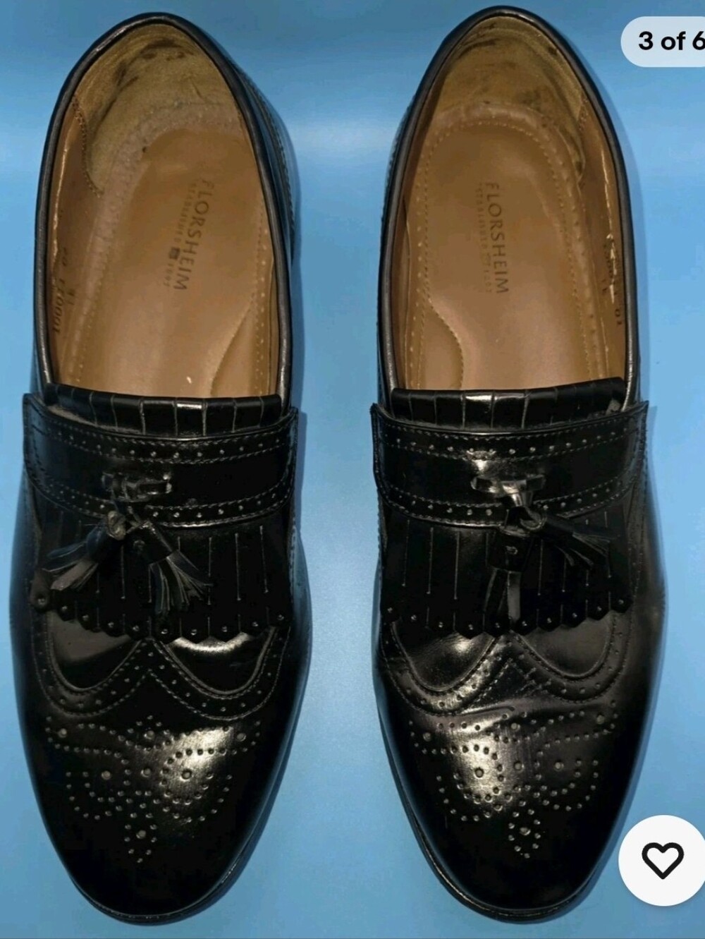 Florsheim Vintage Black Leather Tassel Kiltie Loafers Wingtip Brogue Sz 10.5 Men